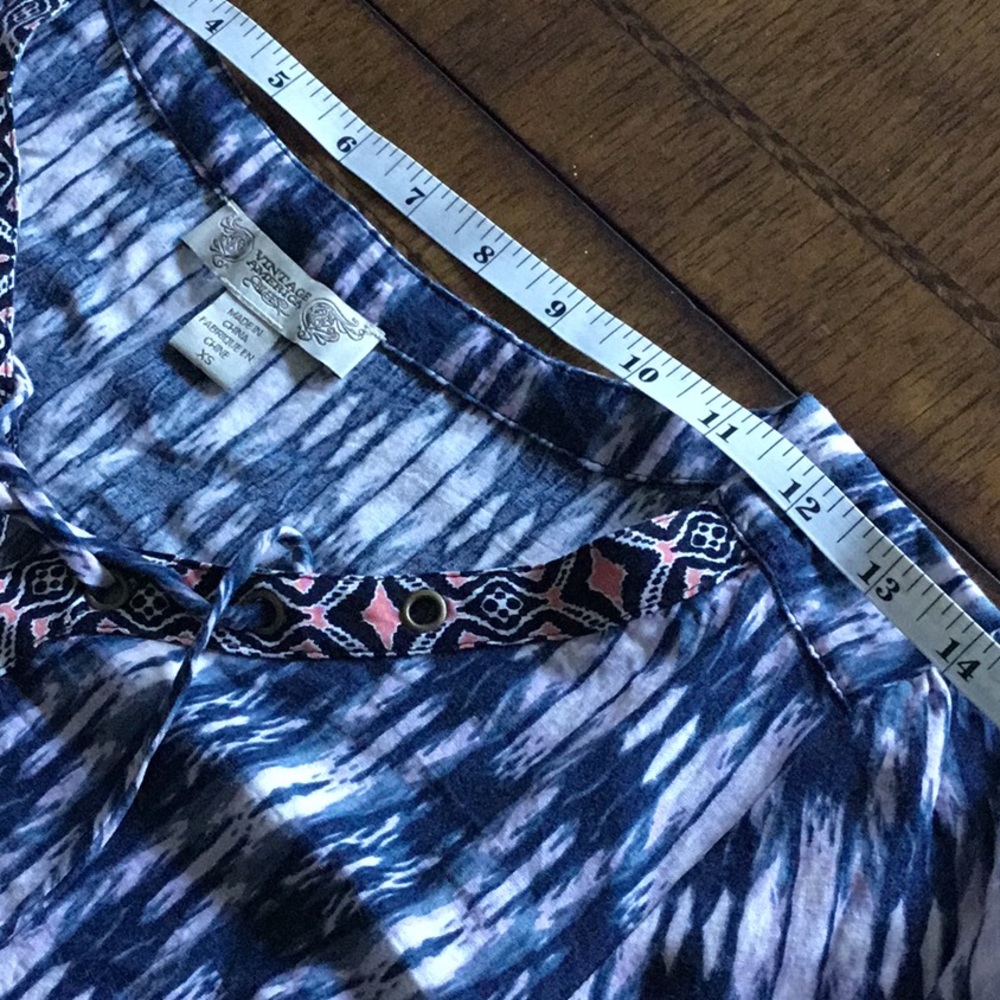 Boho Vintage America long sleeve tie top, XS - Picture 6 of 8